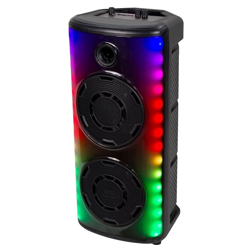 LED højtaler m. RGB-farver genopladelig med mikrofon 600W/2400 mAh + fjernbetjening