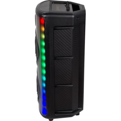 LED højtaler m. RGB-farver genopladelig med mikrofon 600W/2400 mAh + fjernbetjening