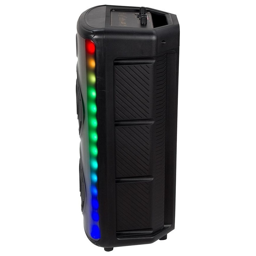 LED højtaler m. RGB-farver genopladelig med mikrofon 600W/2400 mAh + fjernbetjening