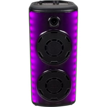 LED højtaler m. RGB-farver genopladelig med mikrofon 600W/2400 mAh + fjernbetjening