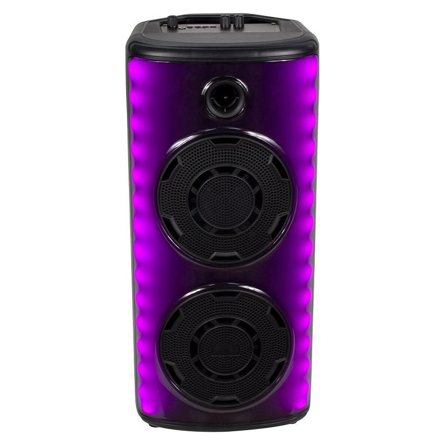 LED højtaler m. RGB-farver genopladelig med mikrofon 600W/2400 mAh + fjernbetjening