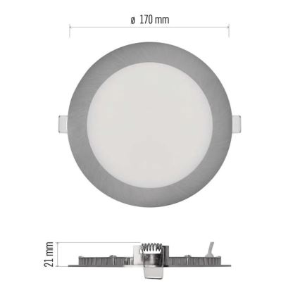 LED indbygningsarmatur NEXXO LED/12,5W/230V 3000/3500/4000K sølv Ø 17 cm