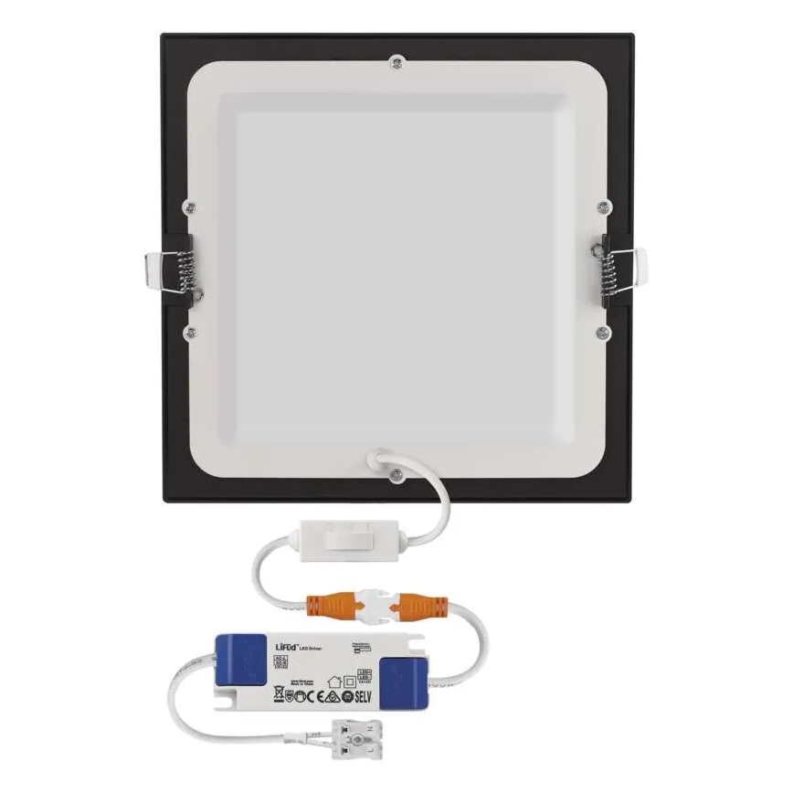 LED-indbygningsarmatur NEXXO LED/18W/230V 3000/3500/4000K sort 22,5 x 22,5 cm