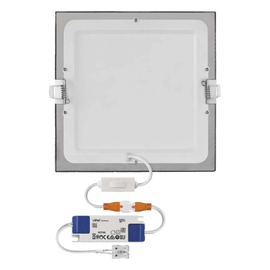 LED indbygningsarmatur NEXXO LED/18W/230V 3000/3500/4000K sølv 22,5x22,5 cm