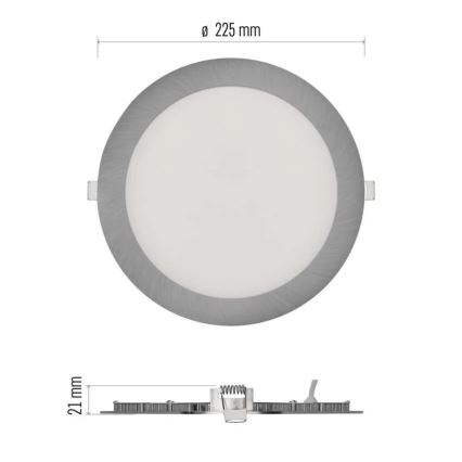 LED indbygningsarmatur NEXXO LED/18W/230V 3000/3500/4000K sølv Ø 22,5 cm
