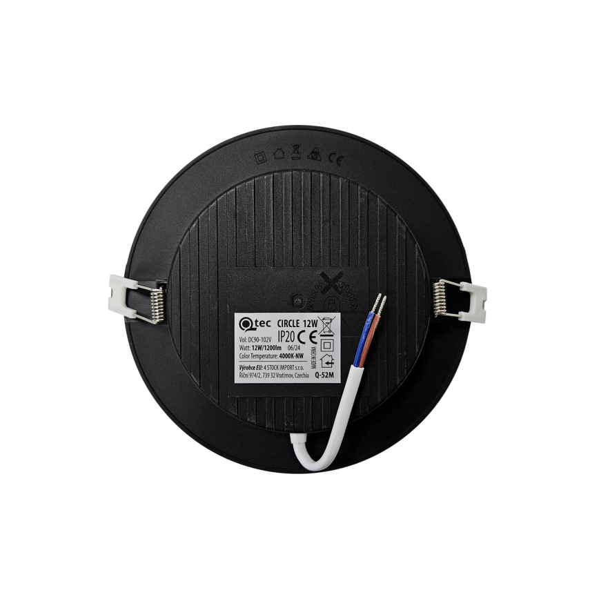 LED indbygningslampe CIRCLE LED/12W/230V 4000K diameter 17 cm sort