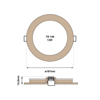 LED indbygningslampe CIRCLE LED/12W/230V 4200K diameter 16,7 cm brun