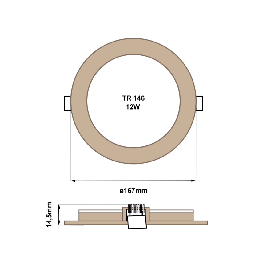 LED indbygningslampe CIRCLE LED/12W/230V 4200K diameter 16,7 cm brun
