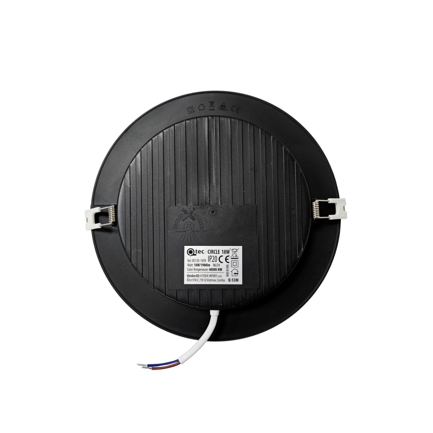 LED indbygningslampe CIRCLE LED/18W/230V 4000K diameter 22 cm sort