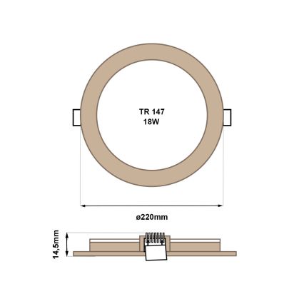 LED indbygningslampe CIRCLE LED/18W/230V 4200K diameter 22 cm brun