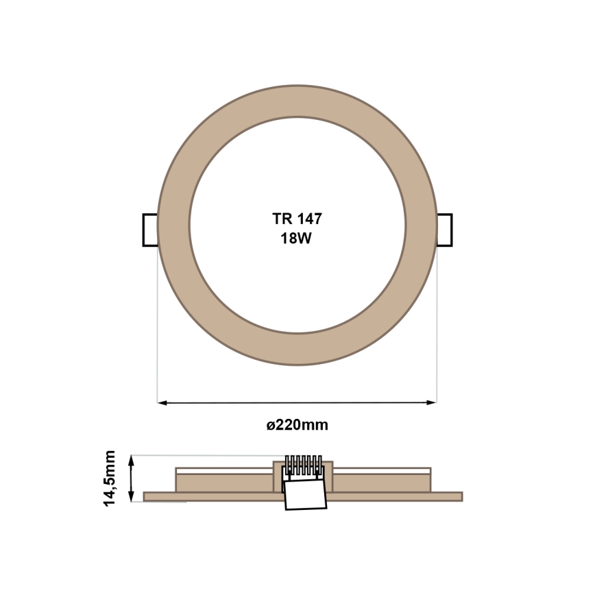 LED indbygningslampe CIRCLE LED/18W/230V 4200K diameter 22 cm brun