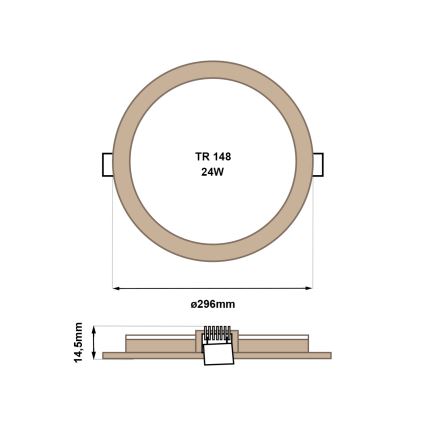 LED indbygningslampe CIRCLE LED/24W/230V 4200K diameter 29,6 cm brun