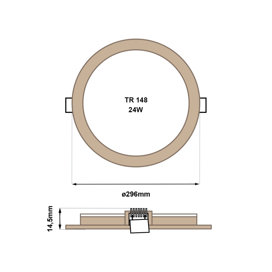 LED indbygningslampe CIRCLE LED/24W/230V 4200K diameter 29,6 cm brun