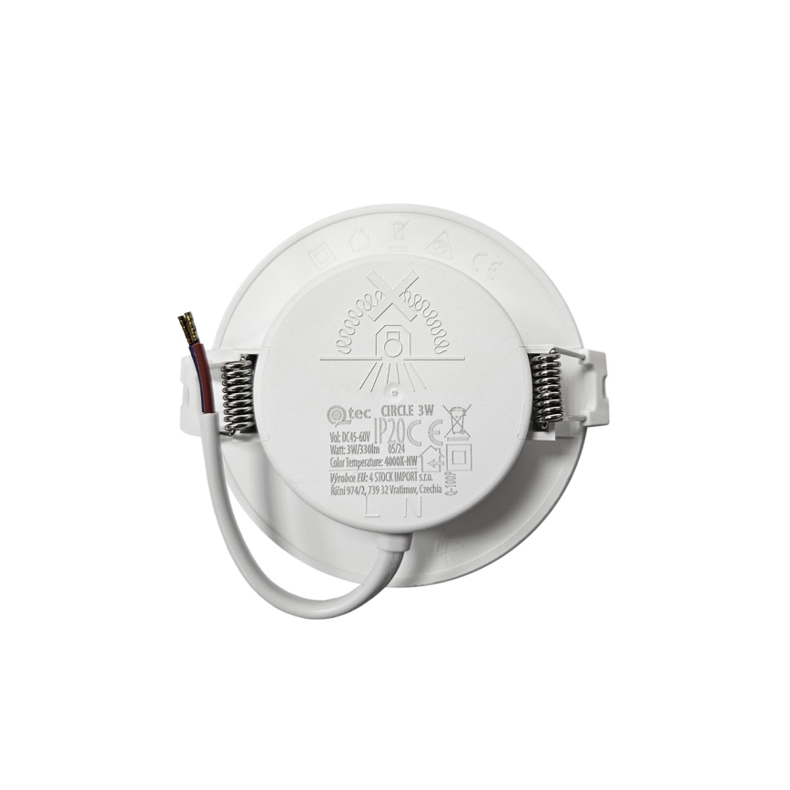 LED indbygningslampe CIRCLE LED/3W/230V 4000K diameter 9 cm hvid