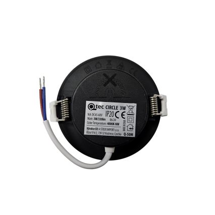 LED indbygningslampe CIRCLE LED/3W/230V 4000K diameter 9 cm sort