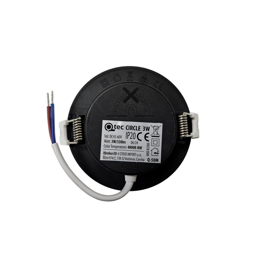 LED indbygningslampe CIRCLE LED/3W/230V 4000K diameter 9 cm sort