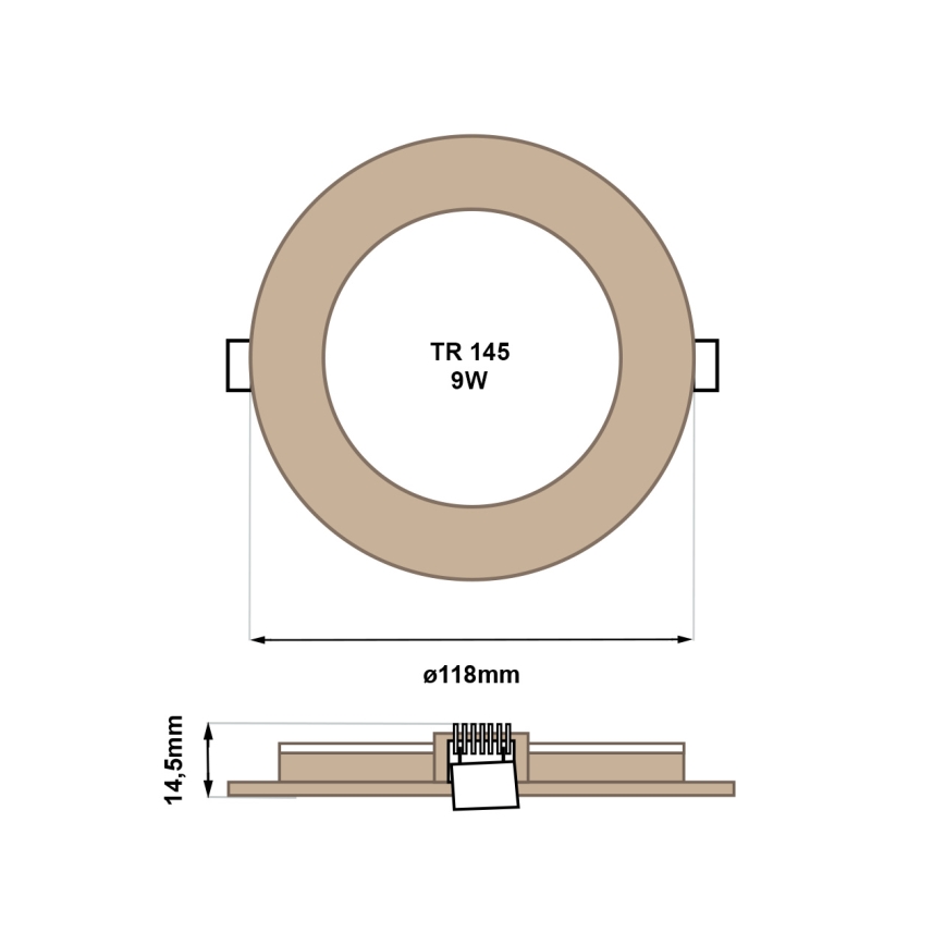 LED indbygningslampe CIRCLE LED/6W/230V 4200K diameter 11,8 cm brun