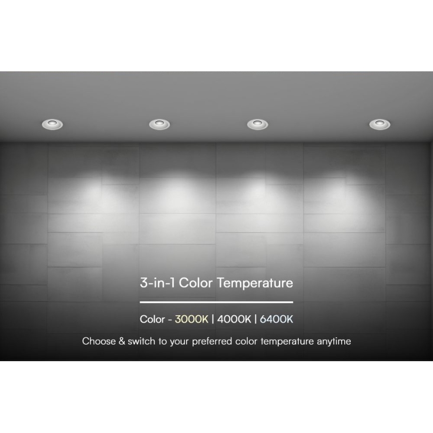 LED indbygningslampe LED/12W/230V 3000/4000/6400K ø 8,6 cm hvid