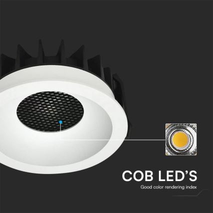 LED indbygningslampe LED/12W/230V 3000/4000/6400K ø 8,6 cm hvid