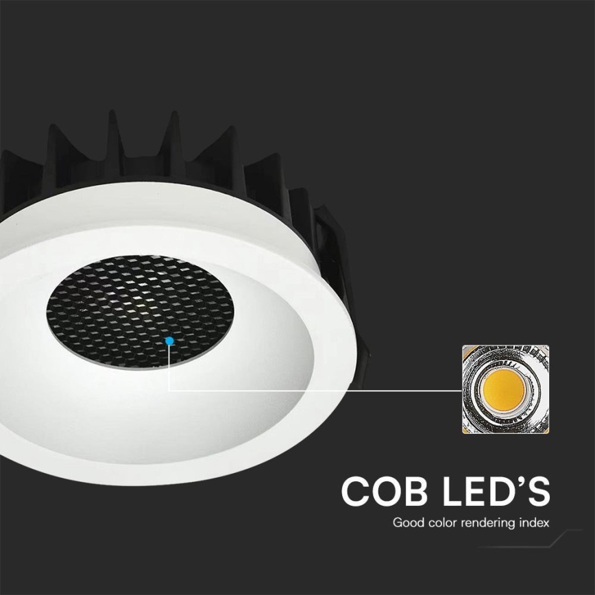 LED indbygningslampe LED/12W/230V 3000/4000/6400K ø 8,6 cm hvid
