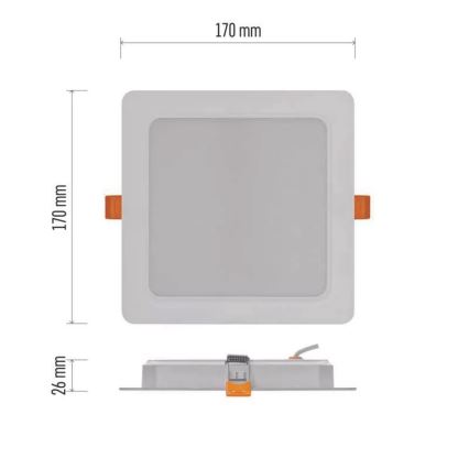 LED indbygningslampe LED/18W/230V 17x17 cm hvid