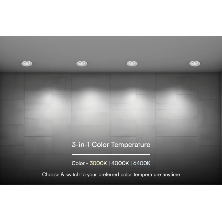 LED indbygningslampe LED/18W/230V 3000/4000/6400K diameter 10,6 cm hvid