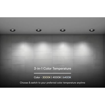 LED indbygningslampe LED/18W/230V 3000/4000/6400K ø 10,6 cm sort