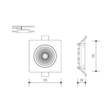 LED indbygningslampe LED/18W/230V 4000K 11,5x11,5 cm sort