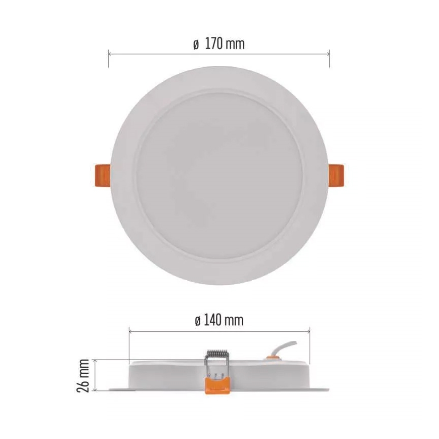 LED indbygningslampe LED/18W/230V diameter 17 cm hvid