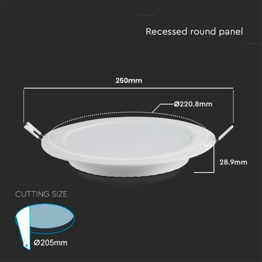 LED indbygningslampe LED/18W/230V diameter 22 cm 6500K hvid