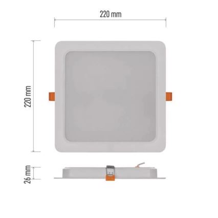 LED indbygningslampe LED/24W/230V 22x22 cm hvid