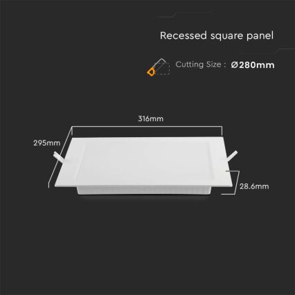 LED indbygningslampe LED/24W/230V 29,5x29,5 cm 3000K hvid