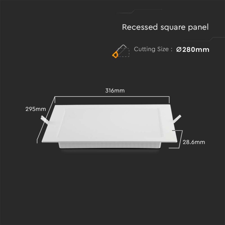 LED indbygningslampe LED/24W/230V 29,5x29,5 cm 3000K hvid