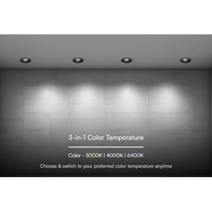 LED indbygningslampe LED/24W/230V 3000/4000/6400K ø 13,5 cm sort