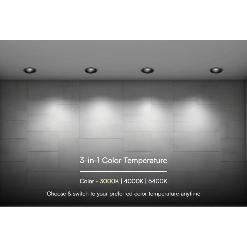LED indbygningslampe LED/24W/230V 3000/4000/6400K ø 13,5 cm sort