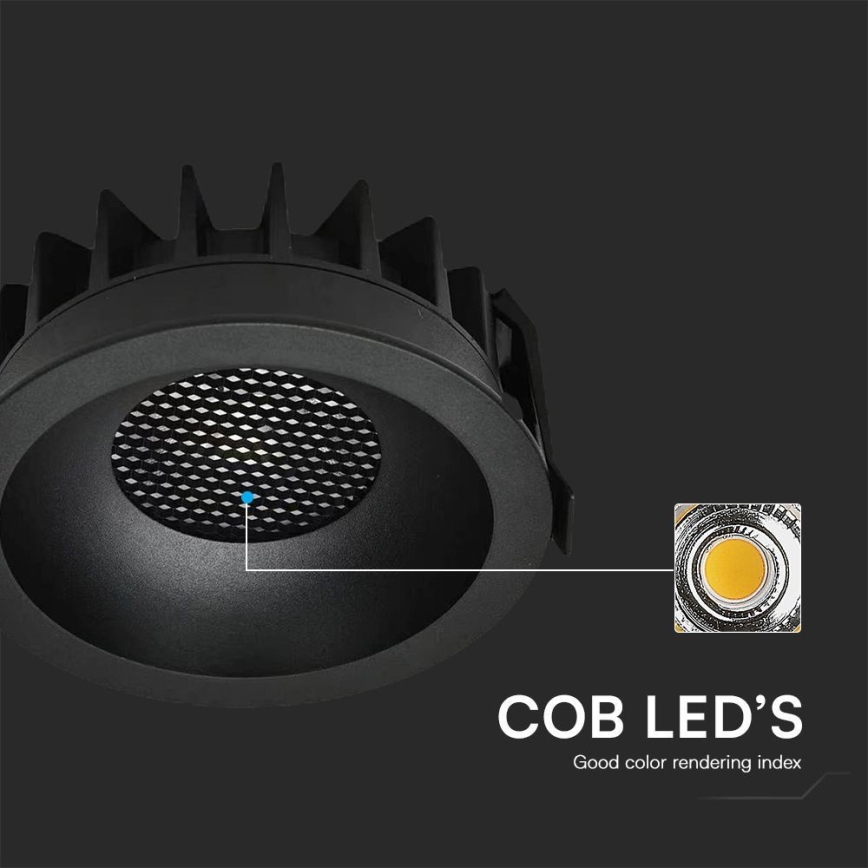 LED indbygningslampe LED/24W/230V 3000/4000/6400K ø 13,5 cm sort