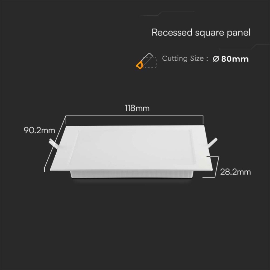 LED indbygningslampe LED/3W/230V 9x9 cm 4000K hvid