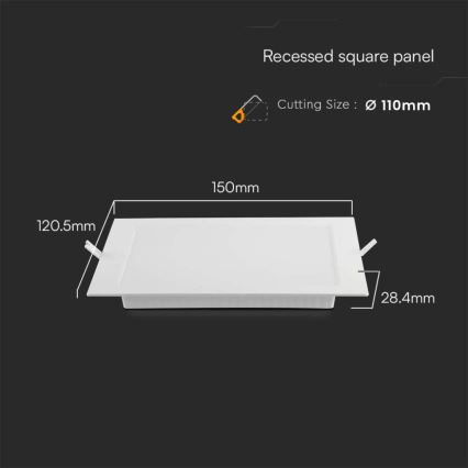 LED indbygningslampe LED/6W/230V 12x12 cm 4000K hvid