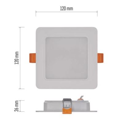 LED indbygningslampe LED/9W/230V 12x12 cm hvid