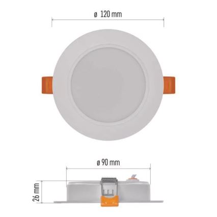 LED indbygningslampe LED/9W/230V diam. 12 cm hvid