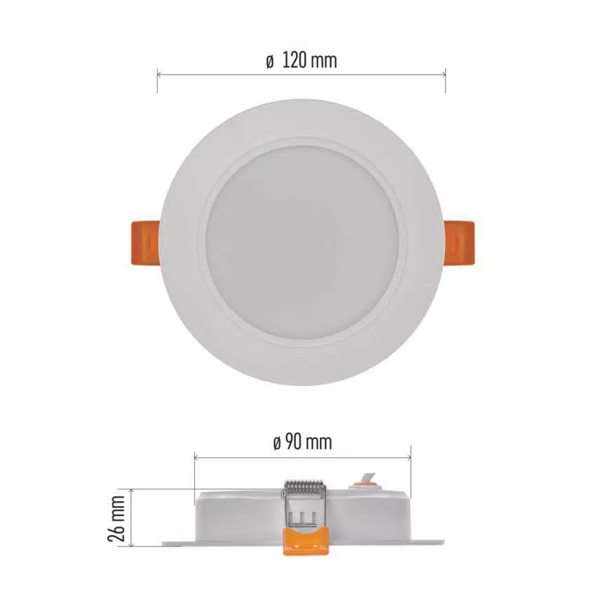 LED indbygningslampe LED/9W/230V diam. 12 cm hvid