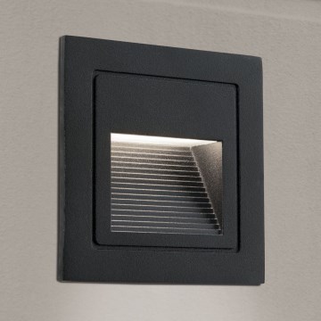 LED Indbygningslampe LORO LED/2W/230V IP65 sort