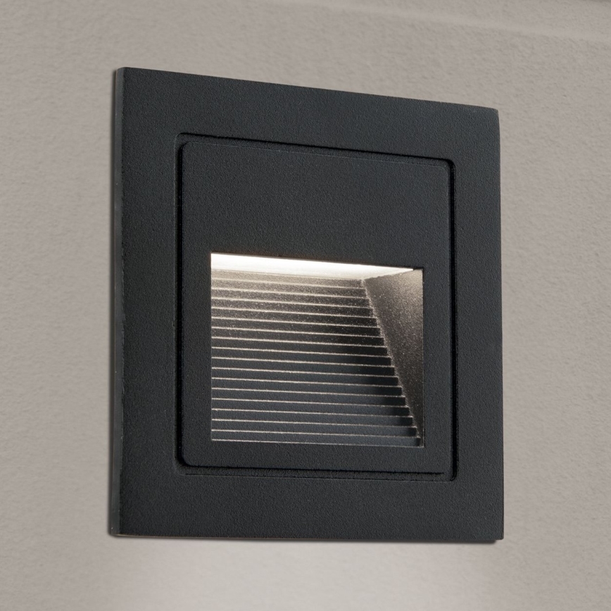 LED Indbygningslampe LORO LED/2W/230V IP65 sort