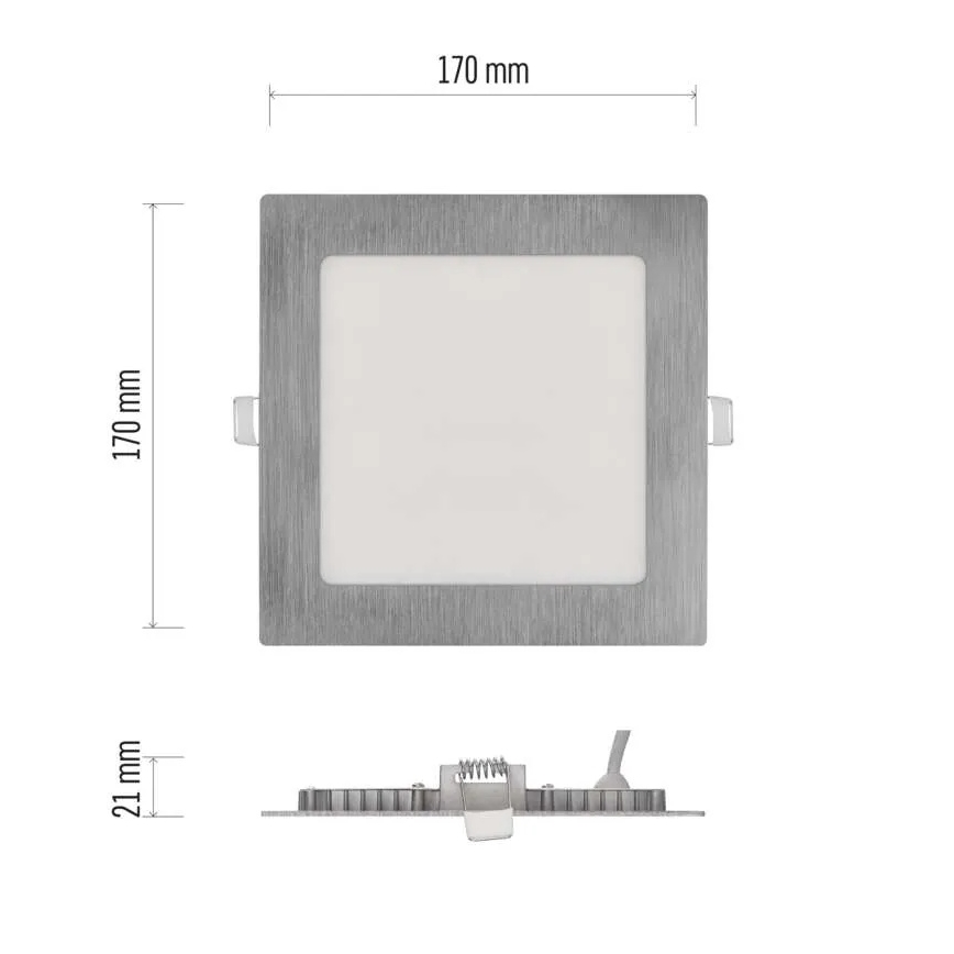 LED indbygningslampe NEXXO LED/12,5W/230V 3000/3500/4000K sølv 17x17 cm