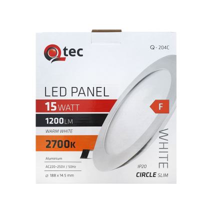 LED indbygningslampe QTEC LED/15W/230V 2700K diameter 18,8 cm