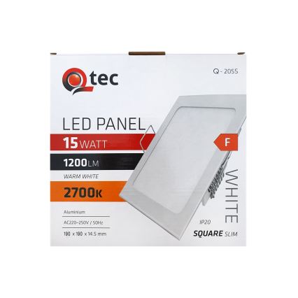 LED indbygningslampe QTEC LED/15W/230V 2700K 19x19 cm