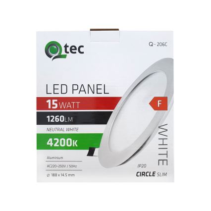 LED indbygningslampe QTEC LED/15W/230V 4200K diameter 18,8 cm