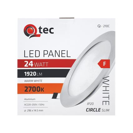 LED indbygningslampe QTEC LED/24W/230V 2700K diameter 29,6 cm