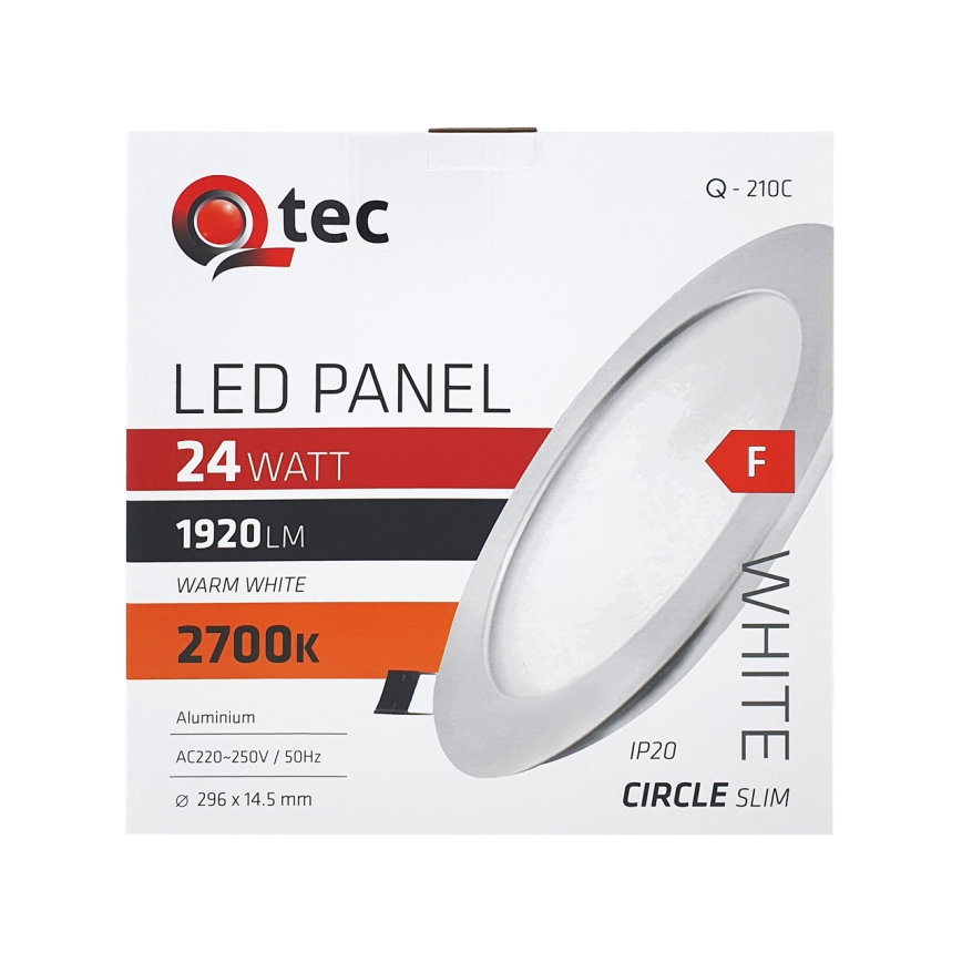 LED indbygningslampe QTEC LED/24W/230V 2700K diameter 29,6 cm