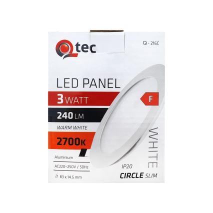 LED indbygningslampe QTEC LED/3W/230V 2700K diameter 8,3 cm